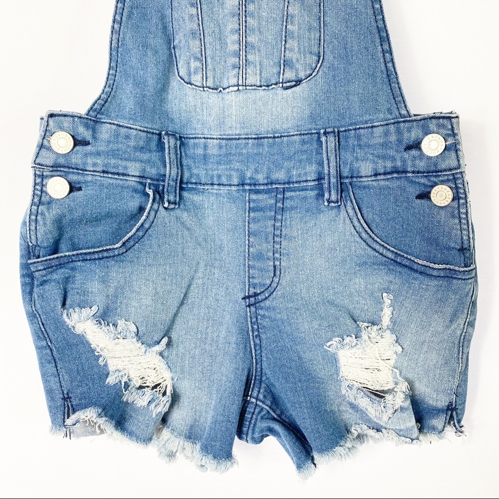 Refuge Destroyed Denim Overall Shorts Size 0